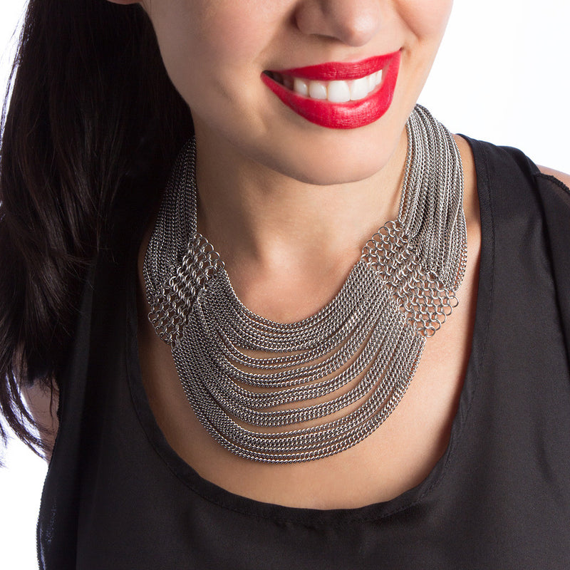 SLINKY 9-Row Center Drape Necklace