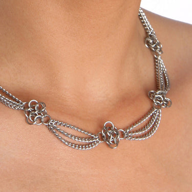 SLINKY Rosette Necklace With Draping Chain