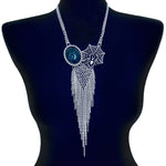 GEMSTONE Colus Fossil Turritella Spiderweb Fringe Necklace