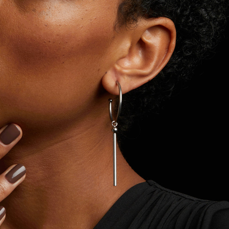 STRUCTURE Vertical Bar Interchangeable Charm Hoops #7